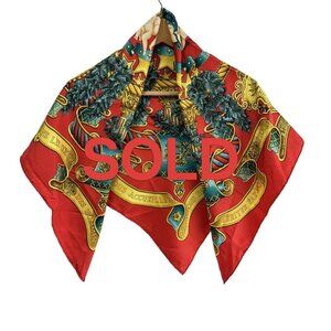 HERMES Carre 90 - Red Green Multi Scarf 306-070225